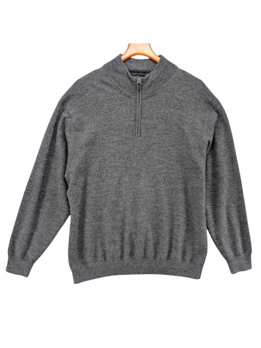 Jos A Bank Classic Collection Sweater Mens Dark Grey 100% Wool 1/4 Zip Size 2XL